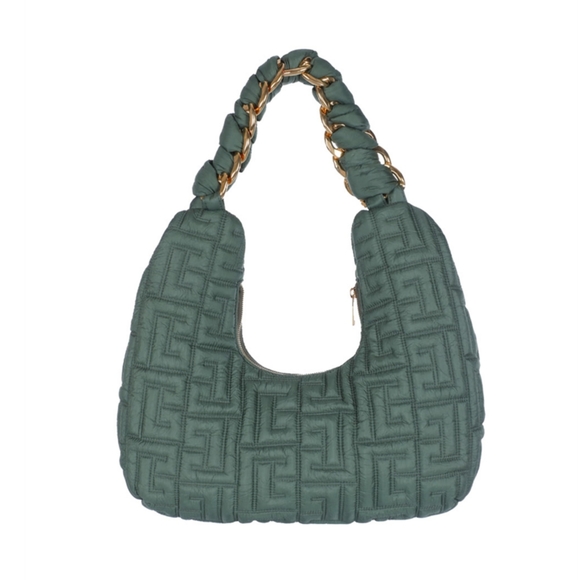 Balmain Pillow Monogram Quilted Nylon Hobo Bag NWT - Picture 1 of 14